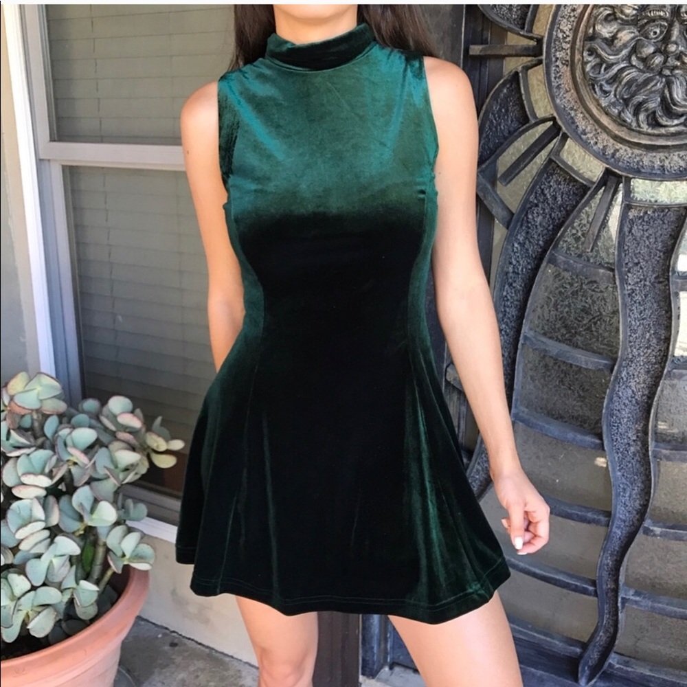 Green velvet dress
